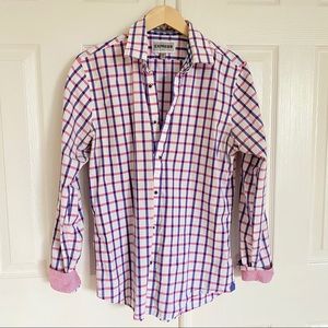 Express Fitted Blue Red White Long Sleeve Buttonup